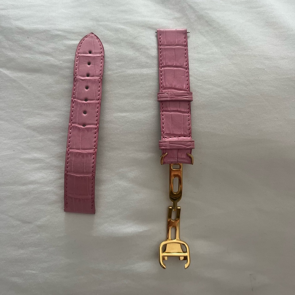 New Authentic Cartier 18.5/18mm Pink Leather Strap